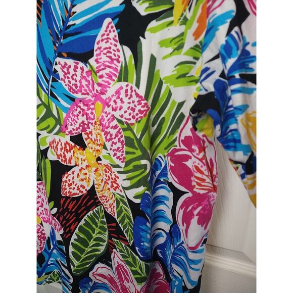 Shane Lee Inc Woman L* Blouse Tropical Hawaiian 3/4 Sleeve Stretch Vac Casual - Picture 4 of 8